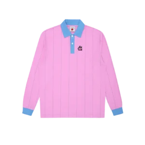 TEAM IC PINSTRIPE L S POLO SHIRT PINK