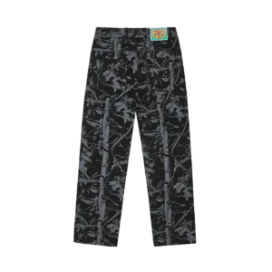 TREE CAMO DOUBLE SCOOP DENIM PANTS BLACK 1