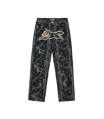 TREE CAMO DOUBLE SCOOP DENIM PANTS BLACK
